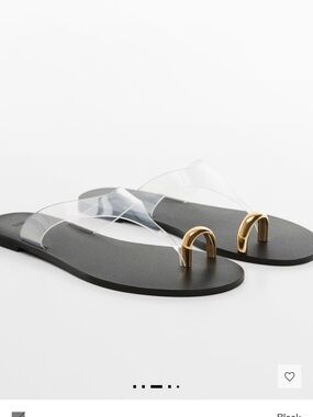 Mango Black vinyl and leather Sandals
